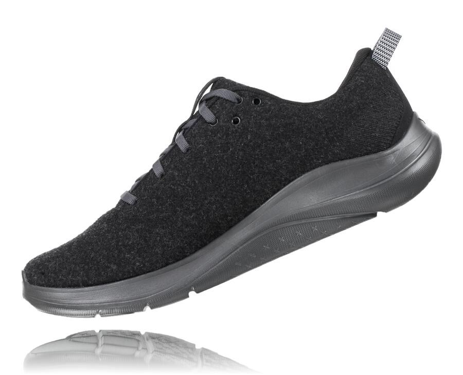 Hoka One One Running Shoes Mens Black - Hupana Flow Wool - 36501CAMN